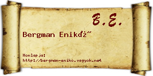 Bergman Enikő névjegykártya